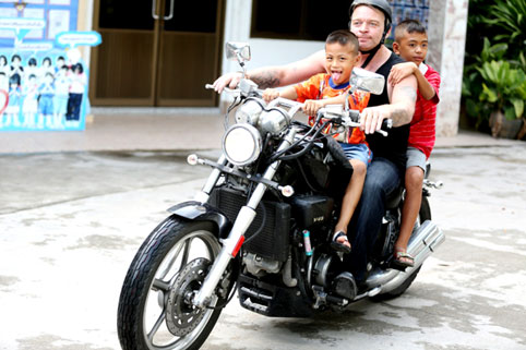 Germium Motor Cycle came to visit the children of the Camillian Social Center Rayong who are living with HIV/AIDS. 
